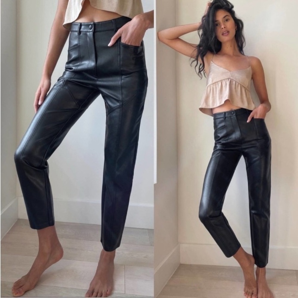 Aritzia Wilfred The Rebel Straight Leg Vegan Leather Utility Pant Sz 4 Punk Goth